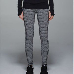 Lululemon Speed Tight II Textured Wave Black Silver Spoon/Black 6